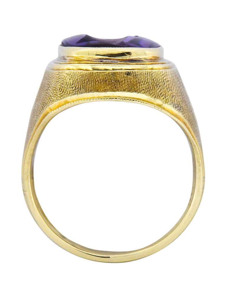 Art Nouveau Amethyst Intaglio 14 Karat Gold Unisex Ring - Wilson's Estate Jewelry