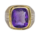 Art Nouveau Amethyst Intaglio 14 Karat Gold Unisex Ring - Wilson's Estate Jewelry