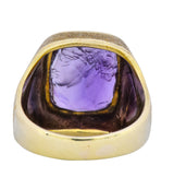 Art Nouveau Amethyst Intaglio 14 Karat Gold Unisex Ring - Wilson's Estate Jewelry