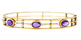 Art Nouveau Amethyst Pearl 14 Karat Gold Bangle Bracelet - Wilson's Estate Jewelry
