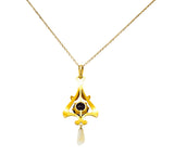 Art Nouveau Amethyst Pearl Enamel 14 Karat Gold Pendant Necklace - Wilson's Estate Jewelry