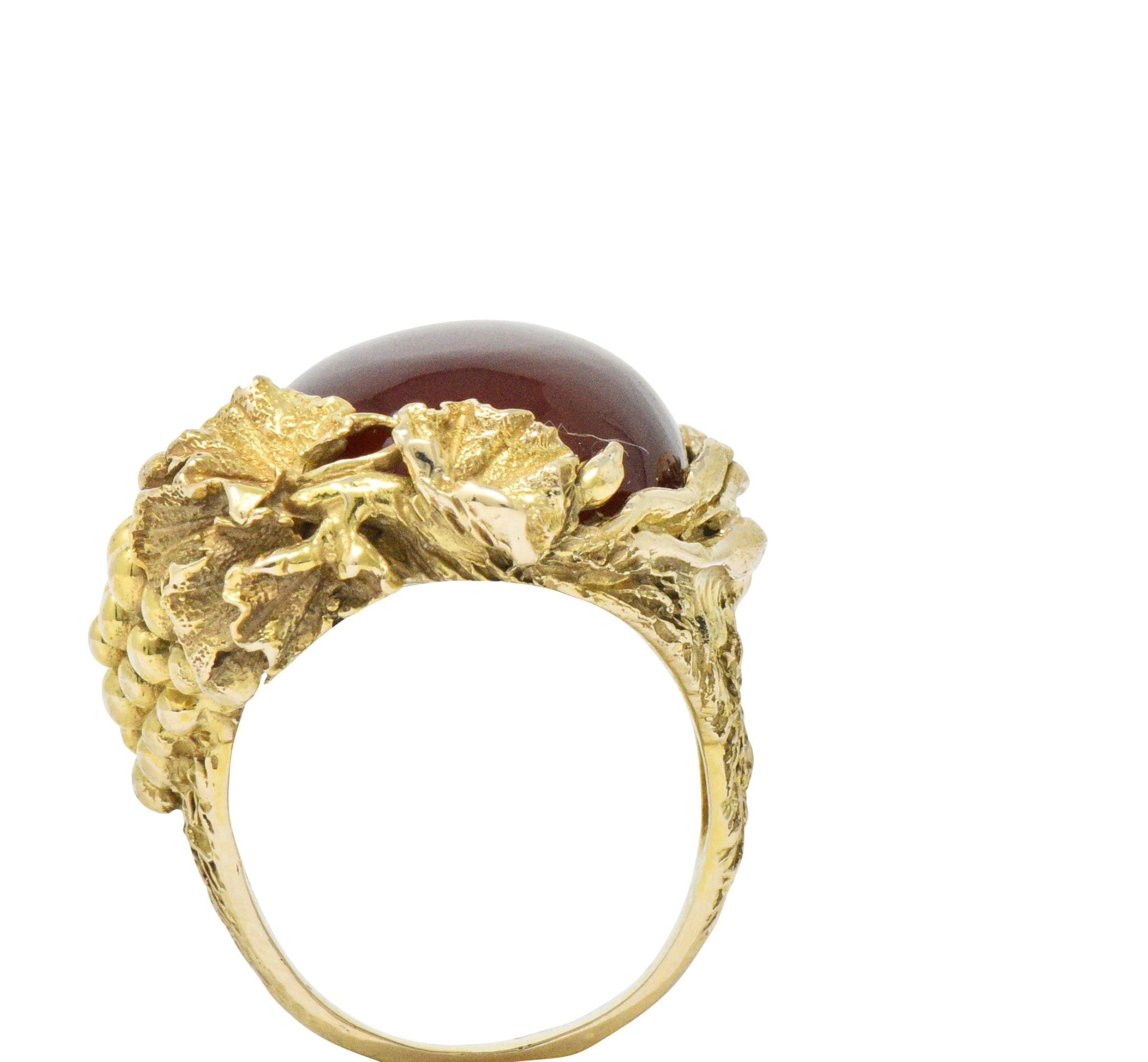 Art Nouveau Carnelian Diamond 14 Karat Gold Ring Wilson's Estate Jewelry
