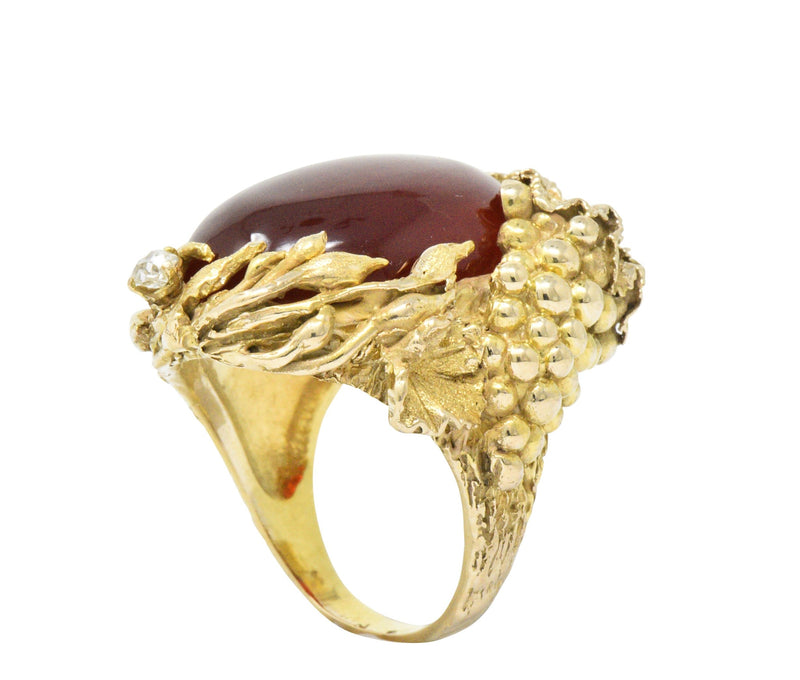 Art Nouveau Carnelian Diamond 14 Karat Gold Ring Wilson's Estate Jewelry