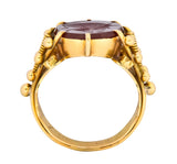 Art Nouveau Carnelian Intaglio 18 Karat Gold Greek Warrior Signet Ring - Wilson's Estate Jewelry