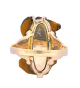 Art Nouveau Carved Tiger's Eye 14 Karat Gold Greek Hero Ring - Wilson's Estate Jewelry