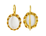 Art Nouveau Cats Eye Moonstone Cabochon 14 Karat Yellow Gold Earrings - Wilson's Estate Jewelry
