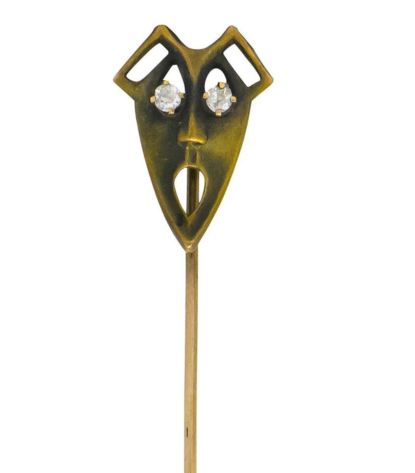 Art Nouveau Diamond 10 Karat Gold Green Man Stickpin - Wilson's Estate Jewelry