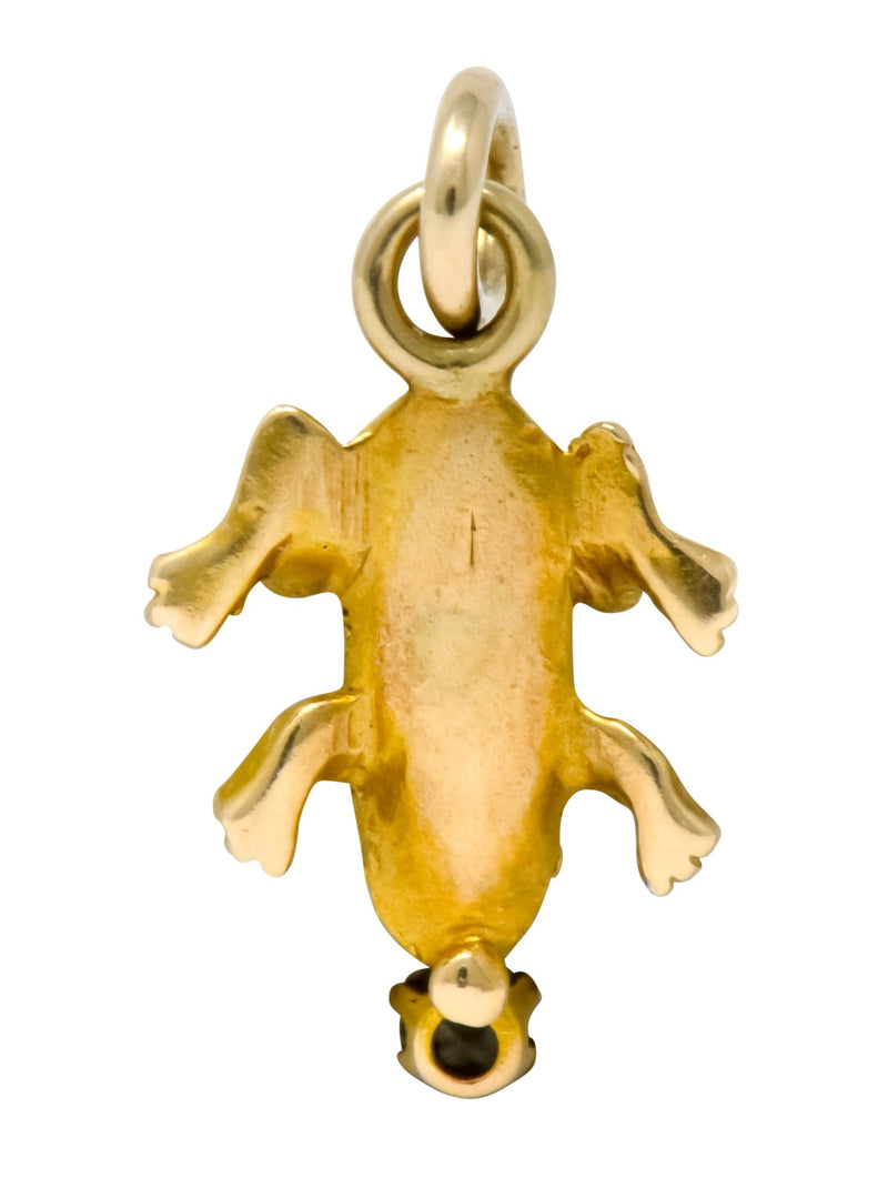 Art Nouveau Diamond 14 Karat Gold Detailed Frog Charm - Wilson's Estate Jewelry