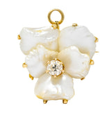 Art Nouveau Diamond Baroque Pearl 14 Karat Gold Pansy Flower Pendant Brooch - Wilson's Estate Jewelry