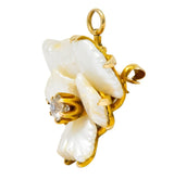 Art Nouveau Diamond Baroque Pearl 14 Karat Gold Pansy Flower Pendant Brooch - Wilson's Estate Jewelry