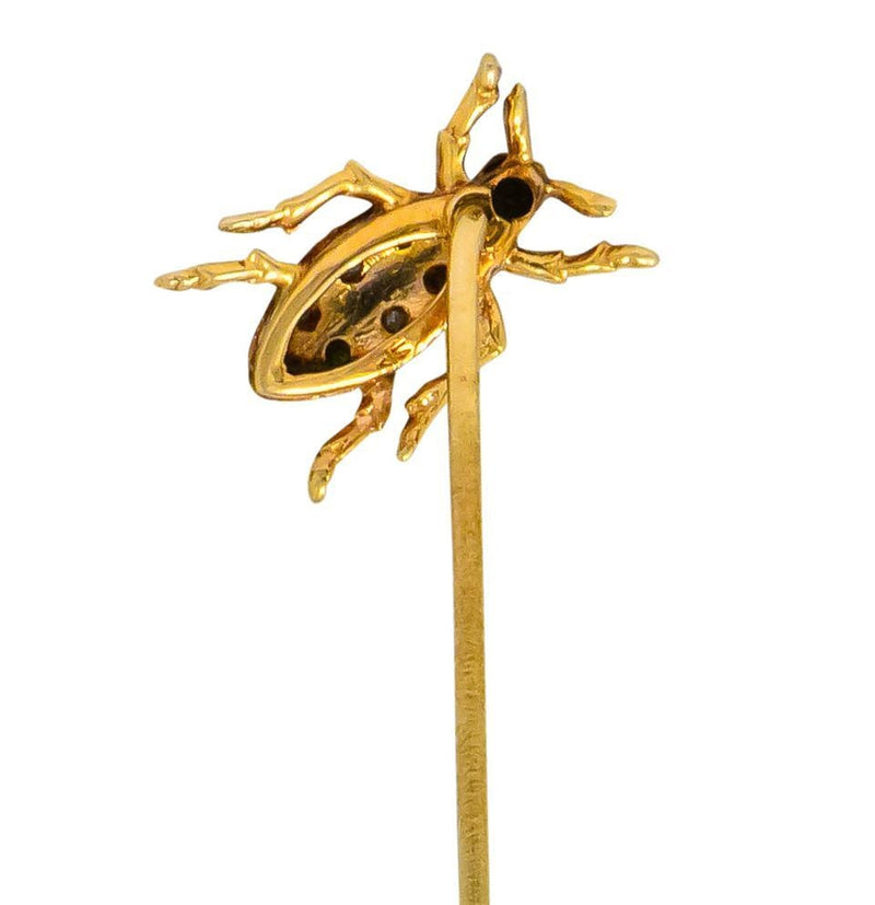 Art Nouveau Diamond Demantoid Garnet 14 Karat Gold Insect Bug Stickpin - Wilson's Estate Jewelry