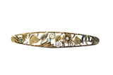 Art Nouveau Diamond, Emerald & Pearl 14K Tri-Color Gold Bar Brooch Wilson's Estate Jewelry