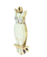 Art Nouveau Diamond Enamel 14 Karat Gold Owl Charm - Wilson's Estate Jewelry