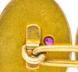 Art Nouveau Diamond Ruby 14 Karat Gold Floral Cufflinks - Wilson's Estate Jewelry