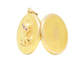 Art Nouveau Diamond Ruby 14 Karat Gold Locket Pendant Wilson's Estate Jewelry