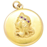 Art Nouveau Diamond Ruby 14 Karat Gold Locket Pendant Wilson's Estate Jewelry