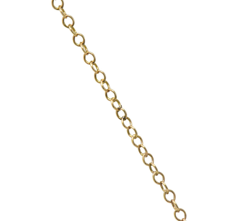 Art Nouveau Diamond Seed Pearl 14 Karat Gold Drop Pendant Necklace Wilson's Estate Jewelry