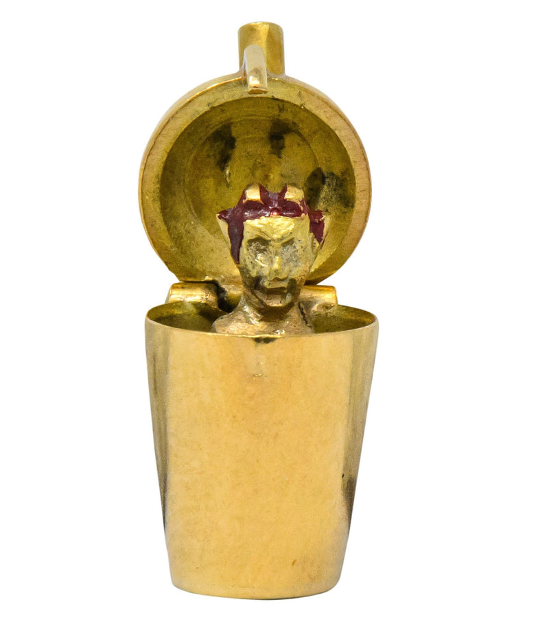 Art Nouveau Enamel 14 Karat Gold 3D Devil Martini Shaker Charm - Wilson's Estate Jewelry
