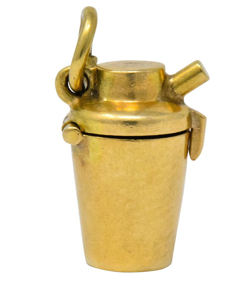 Art Nouveau Enamel 14 Karat Gold 3D Devil Martini Shaker Charm - Wilson's Estate Jewelry