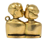 Art Nouveau Enamel 14 Karat Gold Moveable Kissing Couple Charm - Wilson's Estate Jewelry