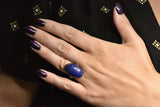 Art Nouveau Lapis Lazuli And 14 Karat White Gold Cocktail Ring Wilson's Estate Jewelry