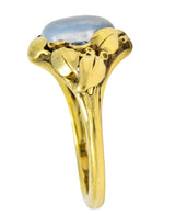Art Nouveau Moonstone Sapphire 14 Karat Gold Ring Circa 1905 - Wilson's Estate Jewelry