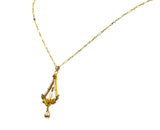 Art Nouveau Pearl Sapphire 10 Karat Tri-Gold Floral Lavalier Pendant Necklace - Wilson's Estate Jewelry