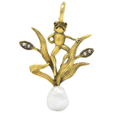 Art Nouveau Pearl Seed Pearl And 14 Karat Gold Frog Pendant Wilson's Estate Jewelry