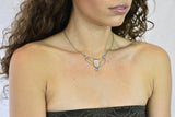 Art Nouveau Rock Crystal Mother of Pearl Aquamarine 18 Karat Gold Swag Necklace - Wilson's Estate Jewelry