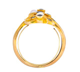 Art Nouveau Sapphire Pearl 14 Karat Gold Flower Dinner Ring - Wilson's Estate Jewelry