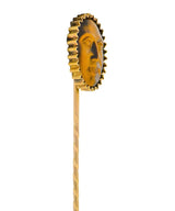 Art Nouveau Tiger's Eye 14 Karat Gold Sun Face Stickpin - Wilson's Estate Jewelry