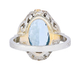Arts & Crafts 3.10 CTW Aquamarine 14 Karat Tri-Colored Gold Floral Ring Circa 1900 - Wilson's Estate Jewelry