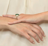 Arts & Crafts Chrysoprase 14 Karat Gold Lotus Ring - Wilson's Estate Jewelry