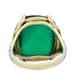 Arts & Crafts Chrysoprase 14 Karat Gold Lotus Ring - Wilson's Estate Jewelry