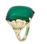 Arts & Crafts Chrysoprase 14 Karat Gold Lotus Ring - Wilson's Estate Jewelry