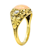Arts & Crafts Opal Diamond 18 Karat Gold Floral Band Ring Circa 1900 - Wilson's Estate Jewelry