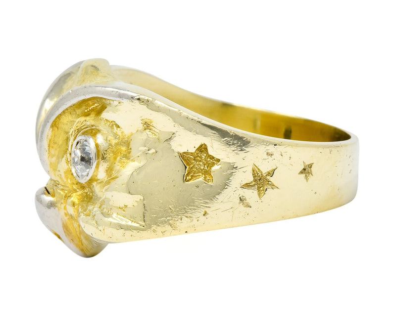 Bailey Banks & Biddle Victorian Diamond 14 Karat Gold Owl Ring - Wilson's Estate Jewelry