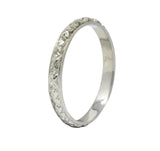 Belaisi Orange Blossom Art Deco 14 Karat White Gold Wedding Band Ring Wilson's Estate Jewelry