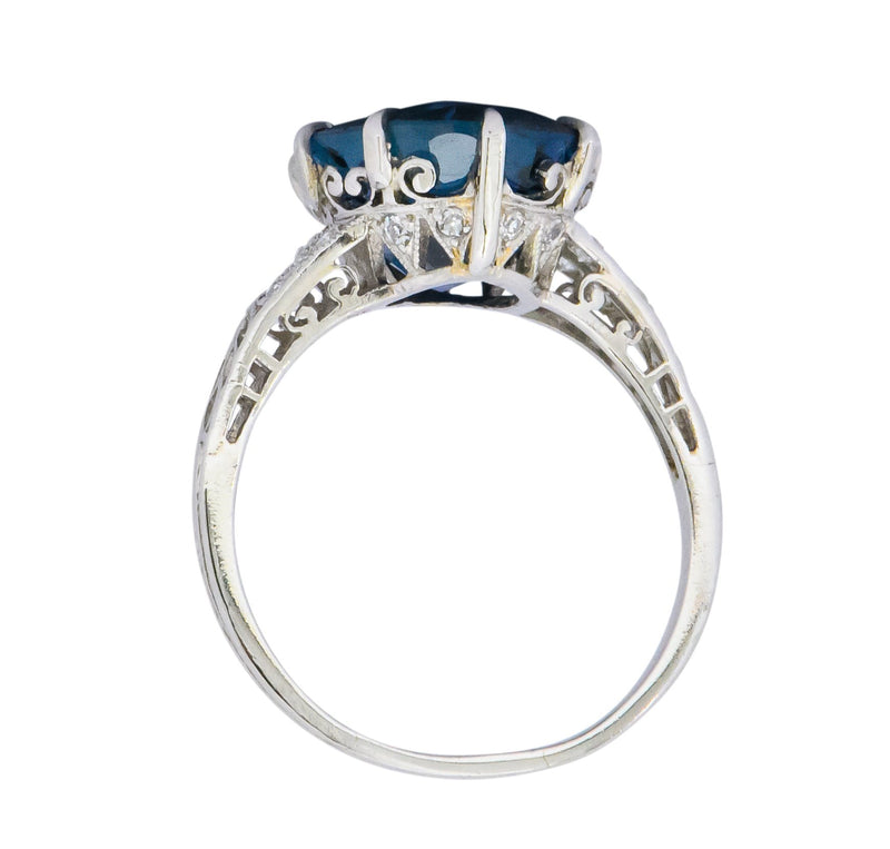 Belle Époque 6.78 CTW Sapphire Diamond Platinum Ring AGL Wilson's Estate Jewelry