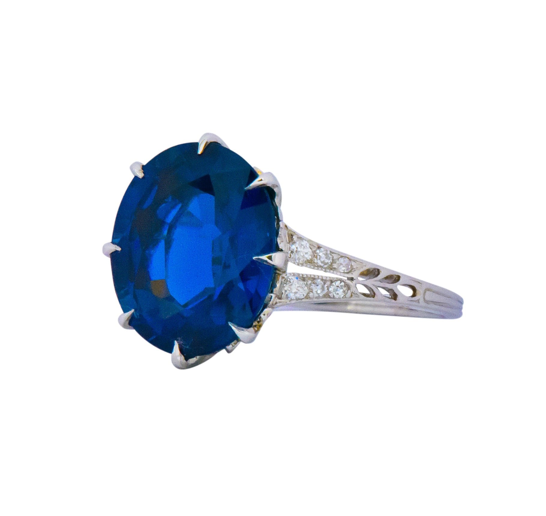 Belle Époque 6.78 CTW Sapphire Diamond Platinum Ring AGL Wilson's Estate Jewelry