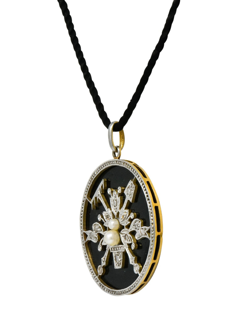 Ever Blossom Necklace, Yellow Gold, Onyx & Diamonds - Jewelry