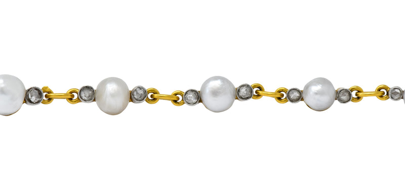 Belle Epoque French Pearl Diamond Platinum 18 Karat Gold Bracelet Circa 1910 - Wilson's Estate Jewelry