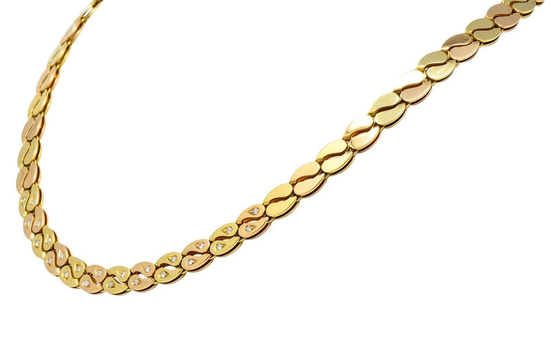 Black Starr and Frost Retro 18 Karat Two-Tone Gold Collar Link Necklace - Wilson's Estate Jewelry