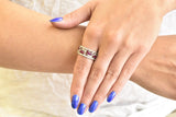 Bold Art Deco 2.50 CTW Diamond Carved Burmese Ruby Platinum Band Ring Wilson's Estate Jewelry