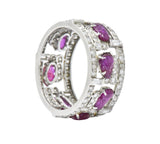 Bold Art Deco 2.50 CTW Diamond Carved Burmese Ruby Platinum Band Ring Wilson's Estate Jewelry