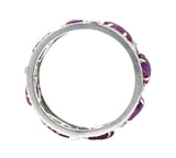Bold Art Deco 2.50 CTW Diamond Carved Burmese Ruby Platinum Band Ring Wilson's Estate Jewelry