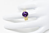 Bold Cartier Vintage 18K Yellow Gold Amethyst Diamond Unisex Ring Wilson's Estate Jewelry