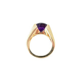 Bold Cartier Vintage 18K Yellow Gold Amethyst Diamond Unisex Ring Wilson's Estate Jewelry