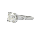 Bold Retro 2.34 CTW Old European Diamond Platinum Engagement Ring GIA Wilson's Estate Jewelry
