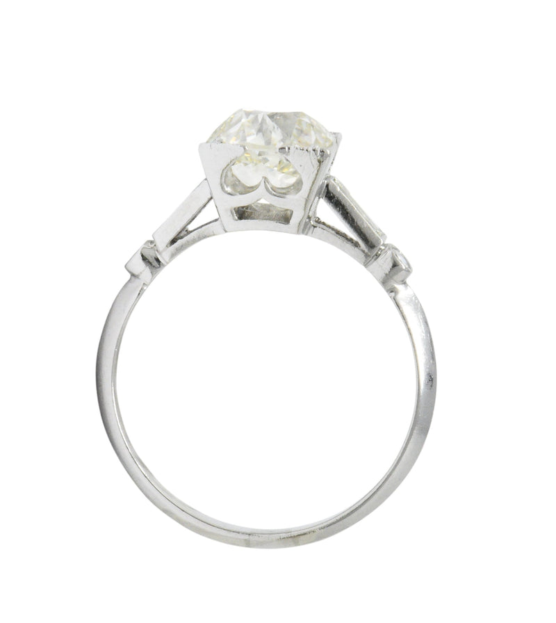 Bold Retro 2.34 CTW Old European Diamond Platinum Engagement Ring GIA Wilson's Estate Jewelry